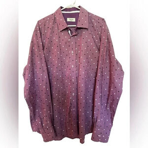 Tiglio Sport men’s purple with dots long sleeve button down. Size 2X